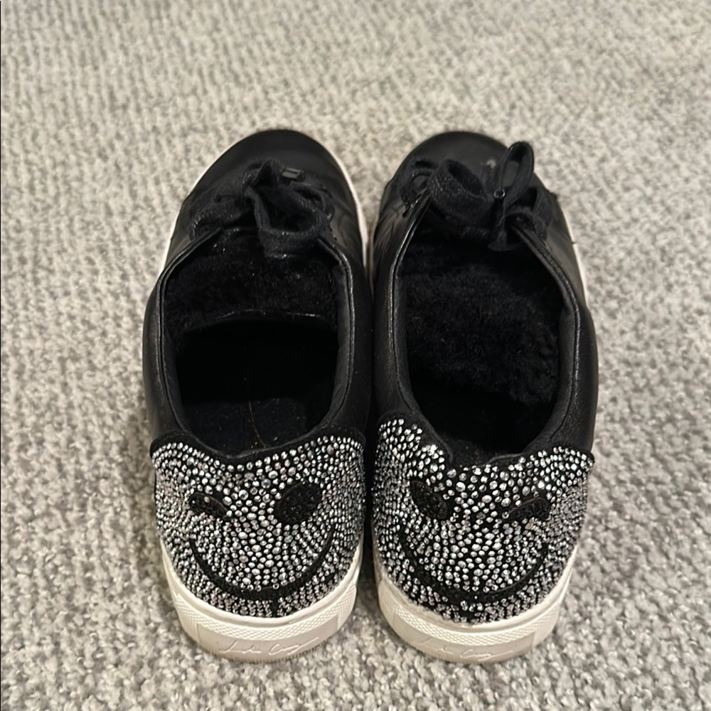 Black and White Rhinestone Slip-On Sneakers